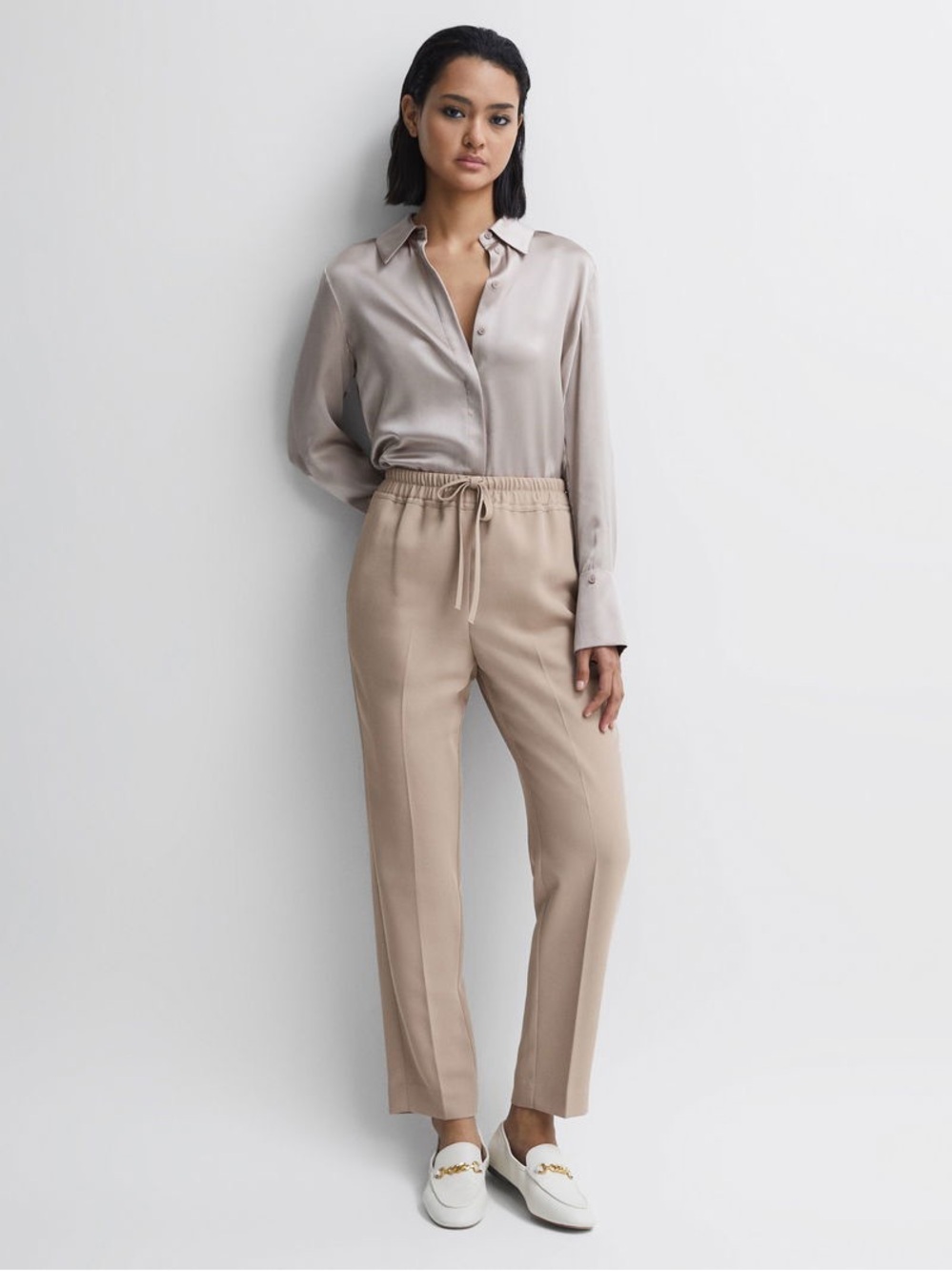 Reiss‎ Tapered Wool Blend Pull On Pant Tan/Kahki Size 2